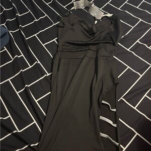 New Elegant Black Dress with Silver Accents